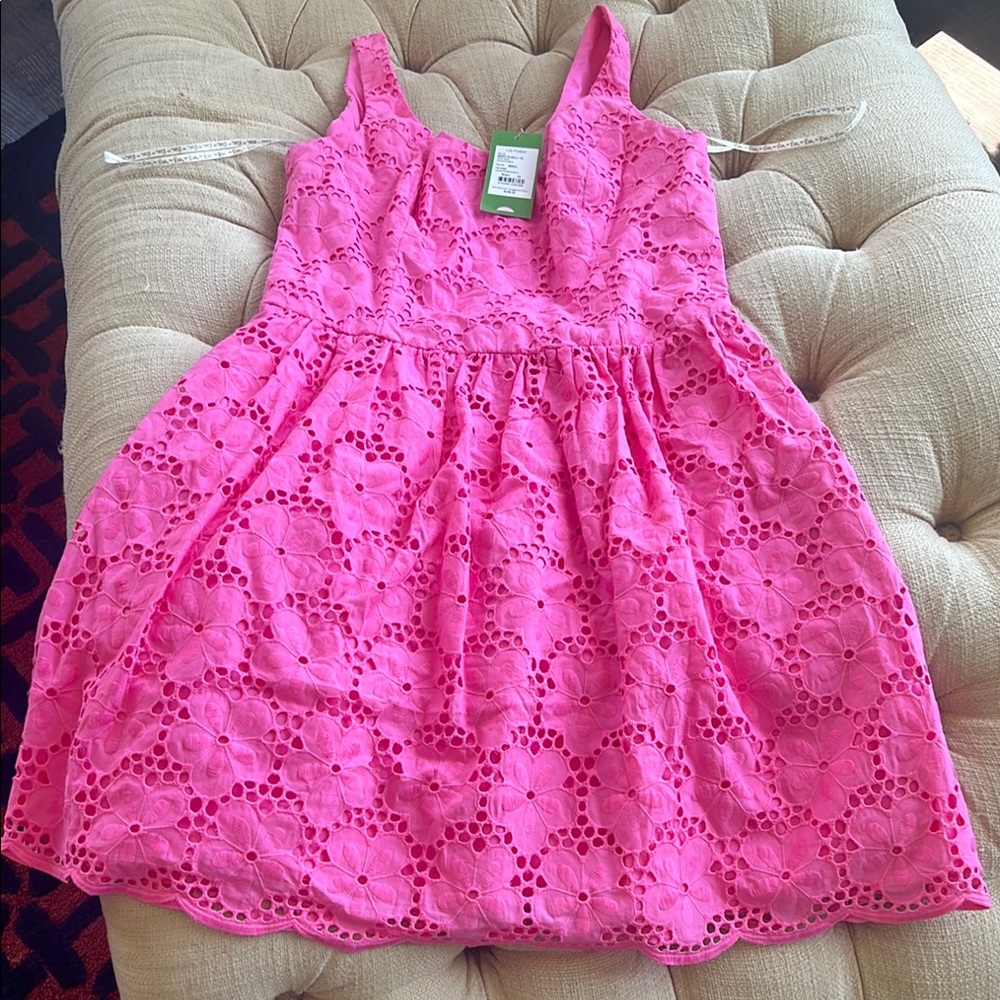 Lilly Pulitzer Pink Lace Sleeveless Dress Charleston Eyelet Style